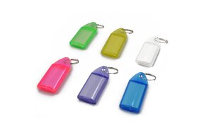 KEY RING WITH TAG CLEAR COLORED 5x2,3cm